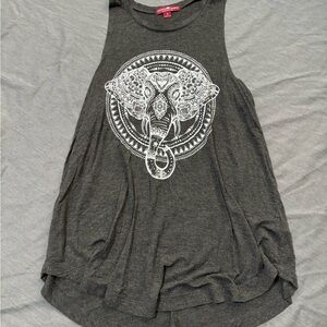 Charcoal Gray Elephant Graphic Tank Top